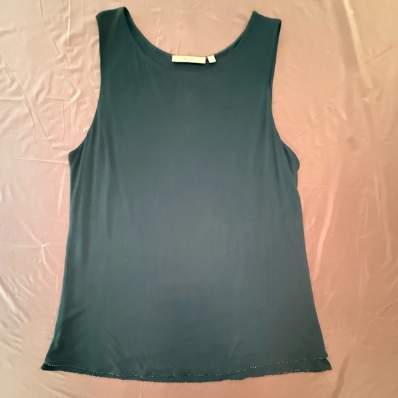 NWOT Sejour Green Sleeveless Blouse with Tiered Beaded Hem Size 1X MSRP $128 - Picture 2 of 8